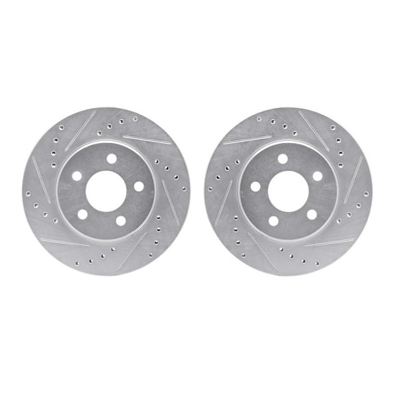 Dynamic Friction Company Front Brake Rotors-Drilled and Slotted-Silver 7002-40015