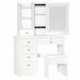 thumbnail image 1 of Vanity Table with Adjustable 3 Color Brightness Adjustment Sliding Lighted Mirror, Dressing Table Set with 6 Drawers And Multi Hidden Storage Shelves, Dorm Home Bedroom Desk with Cushioned Stool, 1 of 8