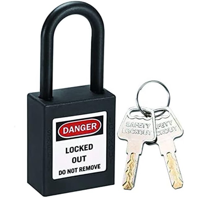 Wekity 6mm Lockout Tagout Locks Safety Padlock Loto Locks Keyed Differently PA Lock Out Tag Out Steel Shackle Small Luggage Padlocks Black 1PCS-0621