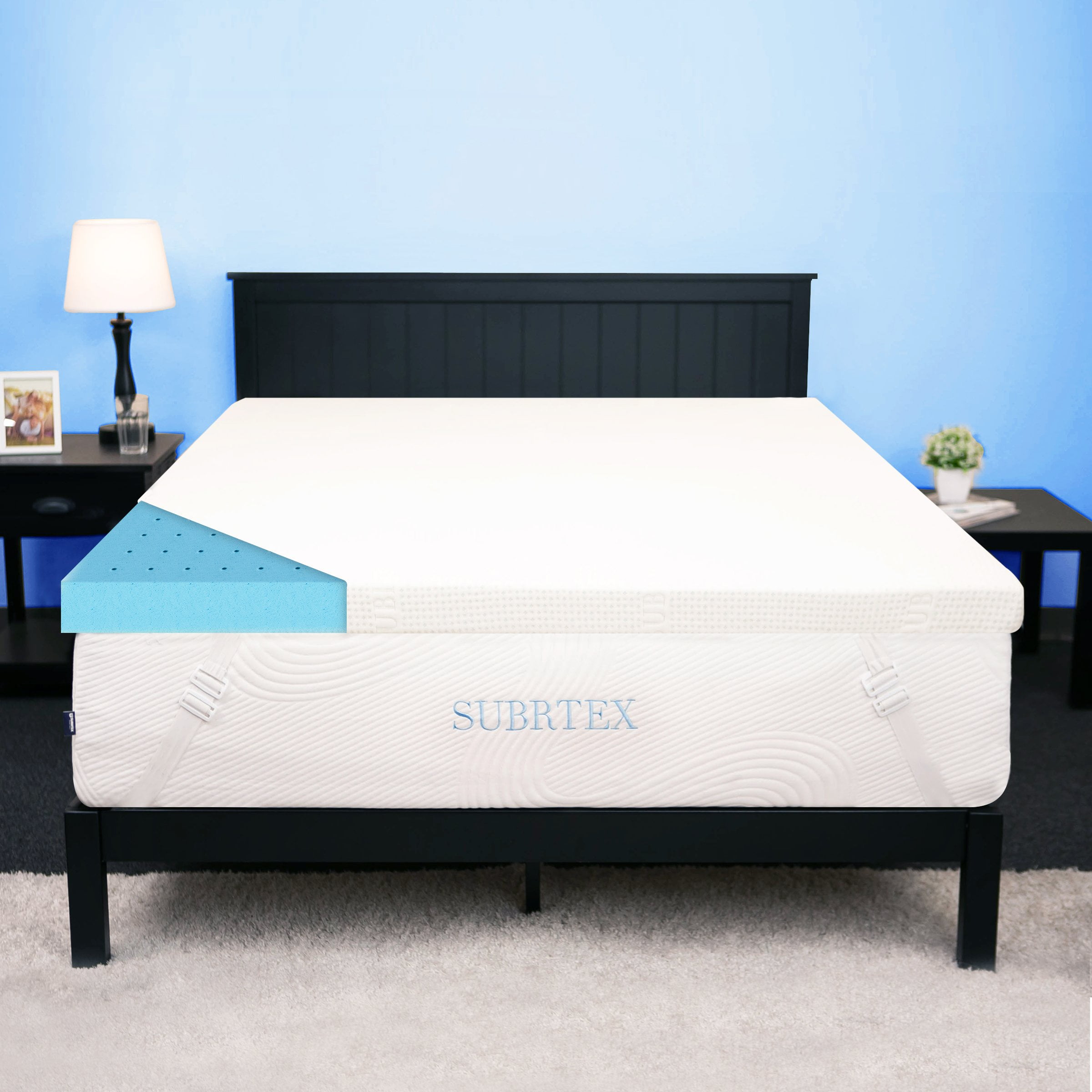 Subrtex 2, 3, or 4 Inch Gel Memory Foam Mattress Topper with Removable