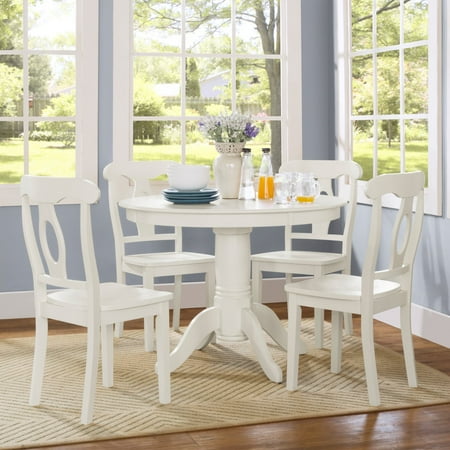 Aubrey 5-Piece Traditional Height Pedestal Dining Set, White