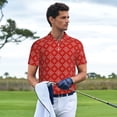 thumbnail image 3 of Honeii Red White Snowflakes Print Polo Shirt, A Classic Short-Sleeved, Button-Down Golf Shirt for Men,Mens Polo Shirts Short Sleeve-Large, 3 of 6