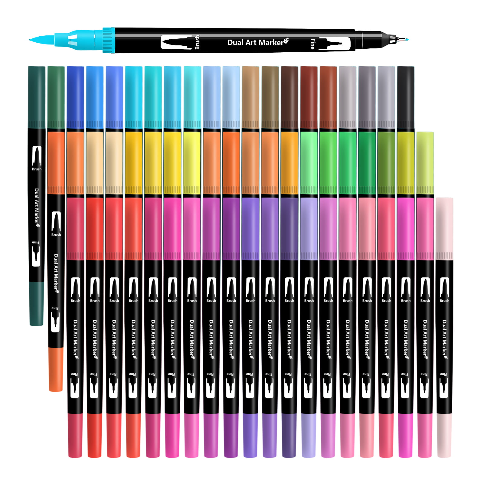 60 Colours Watercolor Dual Brush pens Calligraphy Pen Set Fine Liner a –  hhhouu
