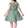 thumbnail image 4 of DARING DIVA Women's Plus Size Square Neck Ruffle Short Sleeve Midi Dress 2X Light Green, 4 of 6