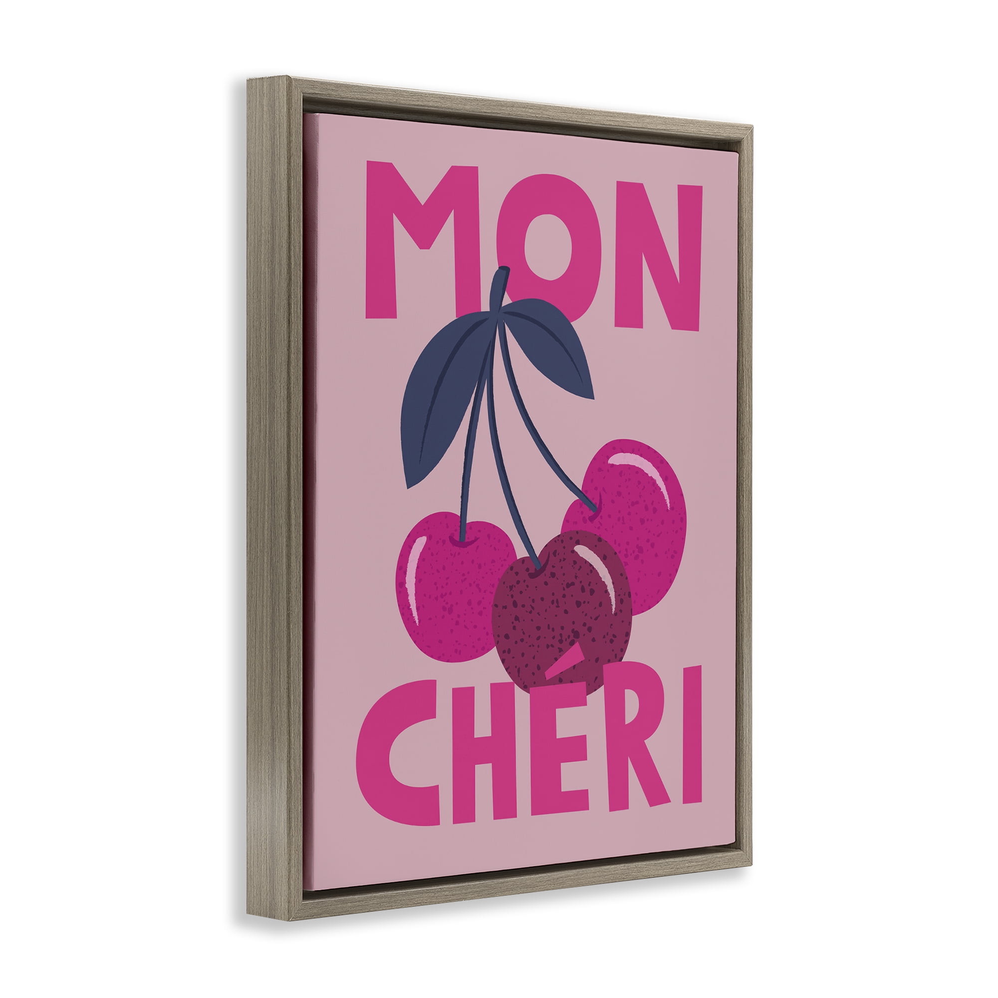 Stupell Industries Mon Cheri Fruits Food & Beverage Painting Brown Floater Framed Canvas Art Print Wall Art, 17 x 21