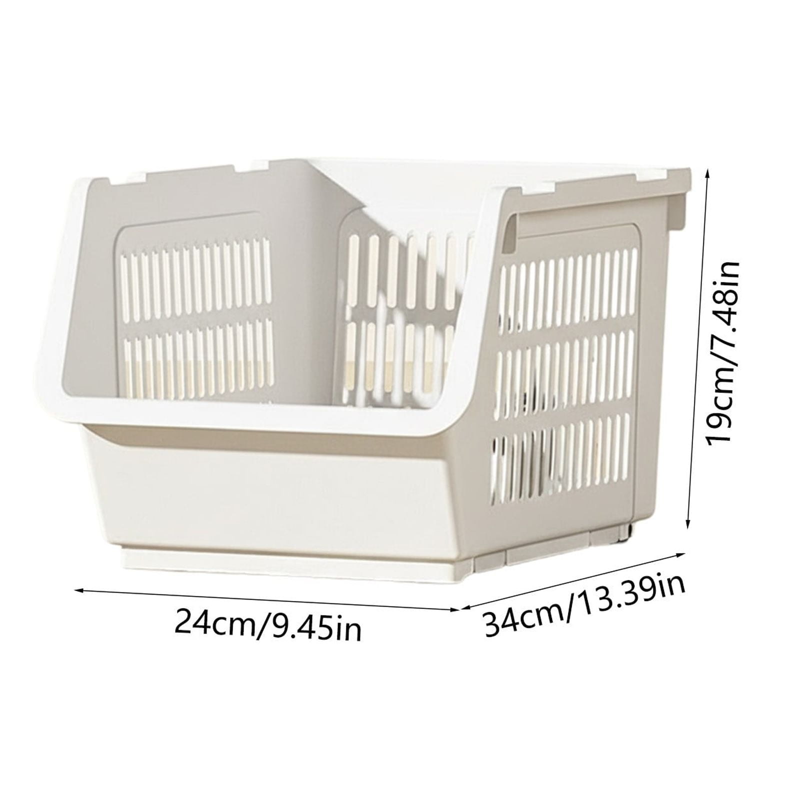 3 Pack Stackable Storage Baskets, Large Capacity Stackable Storage Bins Open Front, Space Saving Home Organization for Kitchen Bedroom Office