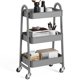 thumbnail image 1 of Carrito rodante utilitario OLIXIS de 3 niveles, metal gris con ruedas, 1 of 5