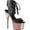 Black Faux Leather/Rose Gold Chrome, variant on Women's Pleaser Adore 700-14 Lace-Up Ankle-Cuff Platform Sandal