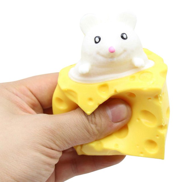 Juguete antiestrés de ratón de queso, accesorios de juego portátiles para regalos de niños (L blanco) Tmvgtek libre de BPA