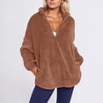 thumbnail image 5 of DHFJKG Women's Quarter Zip Fuzzy Sweatshirts Windproof Solid Color Long Sleeve Stand Collar Loose Fit Pullover Thickened Soft Jumper Tops, 5 of 8