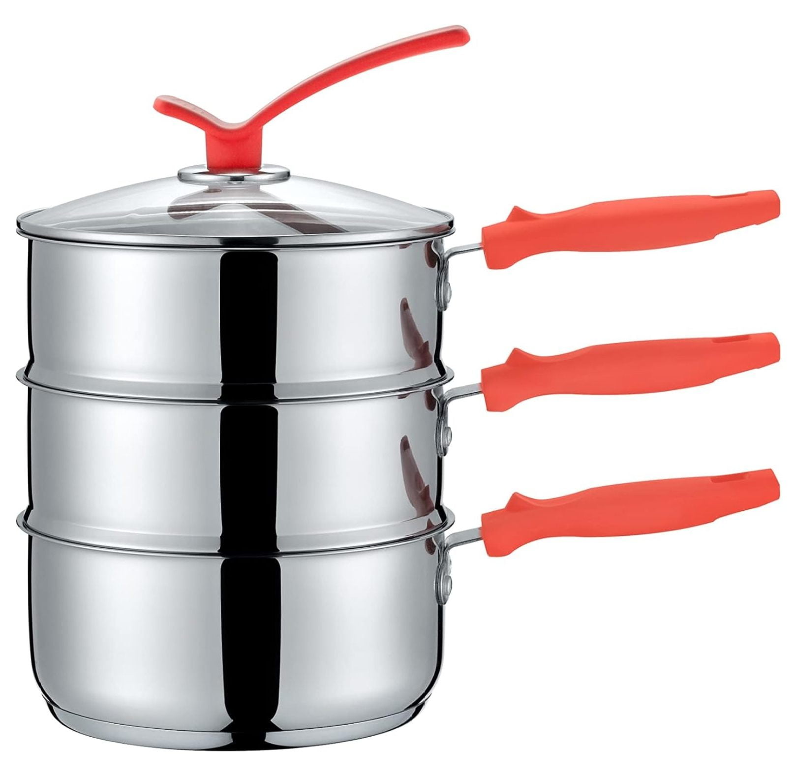 Alieon 3 Quart Premium Double Boiler - Stainless Steel Multi Pot Steamer Cookware 2 Tiers (Induction Compatible)