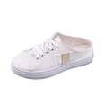 thumbnail image 2 of Women's Slip on Mules Sneakers Lace Up Canvas Shoes Fashion Trendy for Female Work Business Causal Soft Sole Flat Tennis Walking Shoes Classic, 2 of 5
