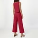 thumbnail image 5 of Conjunto de dos piezas de lino de color liso para mujer: top corto sin mangas con botones y pantalones de pierna ancha, tejido transpirable para el verano, 5 of 8