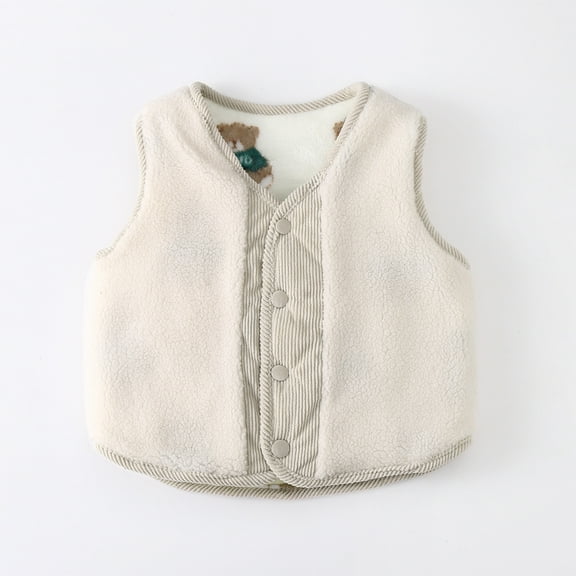 GYRATEDREAM Toddler Boys Girls Reversible Vest Warm Sleeveless Fleece Jacket Children Button Down Waistcoat Fall Winter Outerwear 2-3T