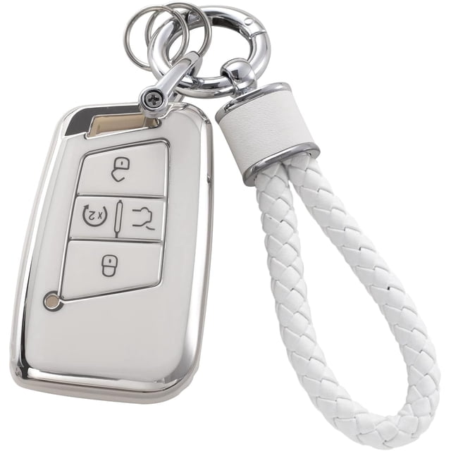 Key Fob Cover Compatible with Fit for Volkswagen Tiguan Atlas Jetta Passat Golf Alltrack Soft TPU Remote Key Shell Case Keychain Case Holder Protector