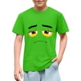 thumbnail image 1 of Blusas y camisas de manga corta con cuello redondo para niños y niñas, color liso, con estampado de expresión linda, manga corta, holgadas y cómodas, blusa para niña, 1 of 6
