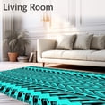 thumbnail image 2 of ODIKA 8'x10' Machine Washable Non-Slip Area Rug, Teal Herringbone Chevron with Zigzag High Traffic Rug with Pad, Blue, 661444, 2 of 8
