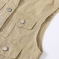 thumbnail image 6 of Inleife Women Round Collar Sleeveless Cropped Denim Vest, Button Down Multi Flap Pocket Washed Jean Waistcoat, Vintage Casual Streetwear Sleeveless Outer Layer Jacket, 6 of 6
