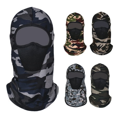 harmtty Unisex Camouflage Print Dust Proof Full Face Cover Neck Gaiter Cycling Balaclava Army Gray Camouflage