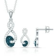 thumbnail image 3 of Rosec Jewels Natural London Blue Topaz Necklace and Earrings Set with Diamond - Womens Infinity Jewelry Set - AAA Quality, 925 Sterling Silver, 3 of 7