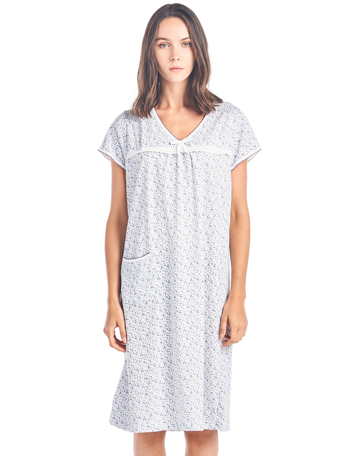Casual Nights Women's Modal Cotton Short Sleeve Nightgown Sleep Shirt Dress  Gown