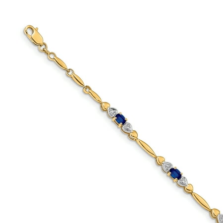 14k Gold Sapphire Bracelet - 14K Yellow Gold Diamond and Sapphire Bracelet