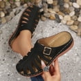 thumbnail image 2 of Women's Cutout Closed Toe Wedge Heeled Mules, Buckle Strap Plus Size Comfortable Wedge Heel Shoes for Daily Wear, 2 of 10