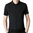 thumbnail image 4 of Camisa de Manga Corta para Hombres, Suéter con Solapa Informal, Cómoda Suelta, Ropa de Calle Informal para Hombre, Camisa de Vestir de Manga Corta Par negro Yinane camisa de rayas, 4 of 8