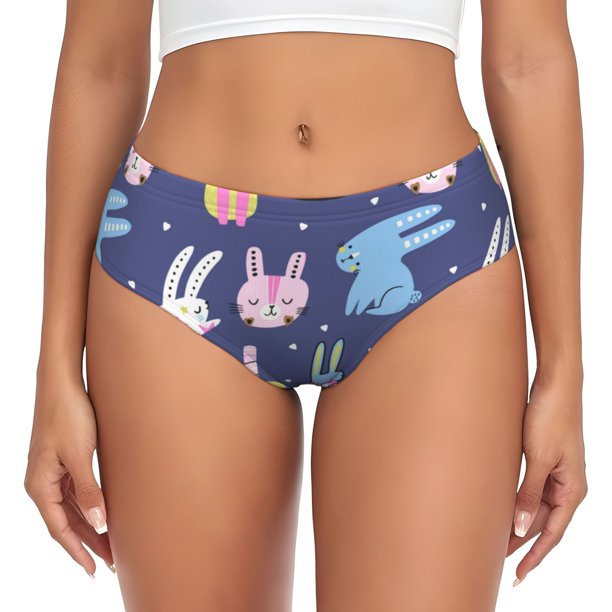 Balery Cartoon Rabbit Ropa Interior de Algodón para Mujer con Dibujo – Braguitas Cómodas y Elásticas, Estilo Clásico-Small