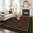 thumbnail image 2 of Vintage Red Roses Area Rugs 6'x9', Washable Small Throw Rugs for Kitchen Dining room, Abstract Art Floral Green Leaves Indoor Outdoor Rug Non-Slip Low Pile Carpet Runner Reversible Floor Mats, 2 of 8