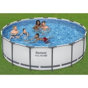 Bestway: مجموعة حمامات سباحة Steel Pro MAX 15 X 48 فوق سطح الأرض - 4231 جالون، حمام سباحة عائلي خارجي، مقاوم للتآكل والثقب، يتضمن فلترًا ومضخة وسلمًا وغطاء