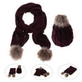 thumbnail image 4 of 2Pcs/Set Neck Protection Thickened Warm Hat Scarf Plush Balls Ear Protection Knitted Beanies Scarf Fashion Accessories, 4 of 8