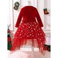 thumbnail image 2 of WIBACKER 2Pcs Kid Girl Xmas Dress and Cardigan Suit Spaghetti Strap Snowflake Print Lace Dress and Velvet Cardigan Tops Outfits 2-8Y, 2 of 12