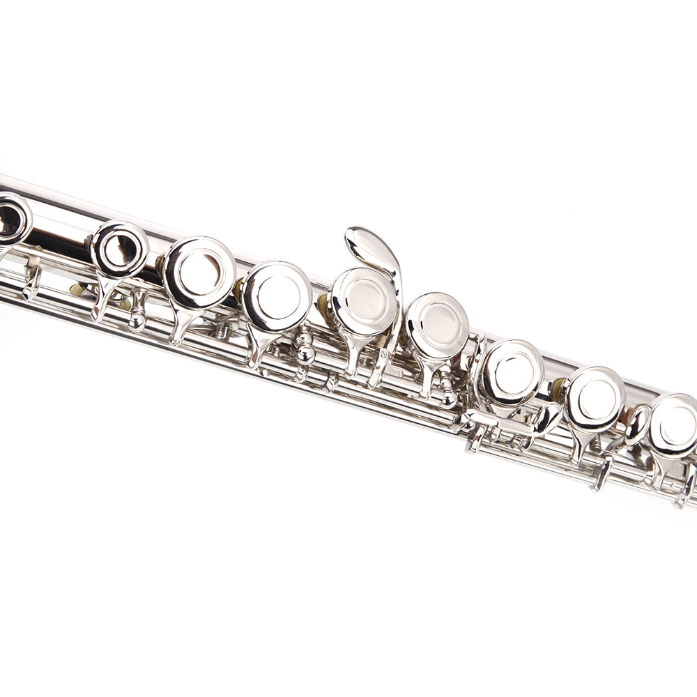 DeTrust Flute Nickel Plated C Closed Hole Concert Band Flute with E Key Easy to Repair and Maintenance 