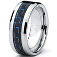 thumbnail image 2 of Metal Masters 8mm Mens Tungsten Carbide Ring Black Blue Carbon Fiber Inaly, 2 of 6