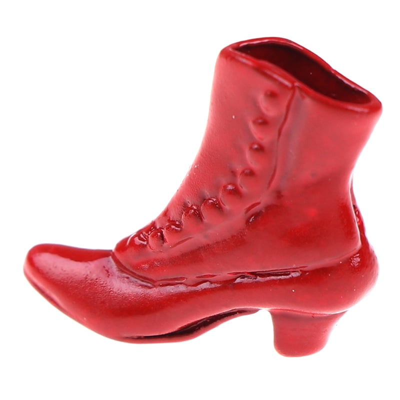 1 Pair 1:12 Dollhouse Miniature Accessories Mini Red Boots Princess Shoes DRNID 