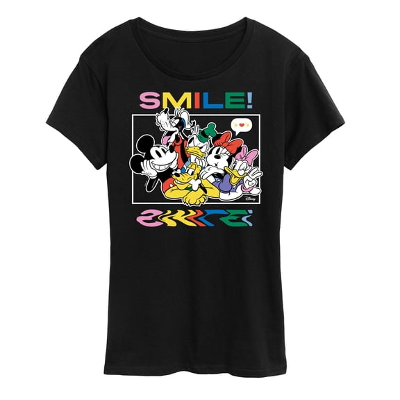 Disney - Mickey, Pluto, Minnie, Donald Duck, Goofy & Daisy - Crowded Photo - Women's Short Sleeve Graphic T-Shirt