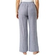 Briggs Women's Linen Blend Pull On Pant (Navy White Stripe, XL