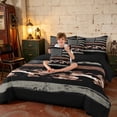 thumbnail image 3 of Manfei GrungeCamo American Flag Twin Bedding,Military Patriotic Independence Day Bedding Comforter Set, Black Gray Brown, Black Reversible 7pcs, 3 of 6