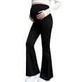 thumbnail image 2 of Maternity Wide Leg Pants, Slightly Flare Pregnancy Yoga Pants with Soft Elastic Belly Support, Breathable Comfortable Maternity Lounge Wear for Casual and Daily Use Black L, 2 of 7