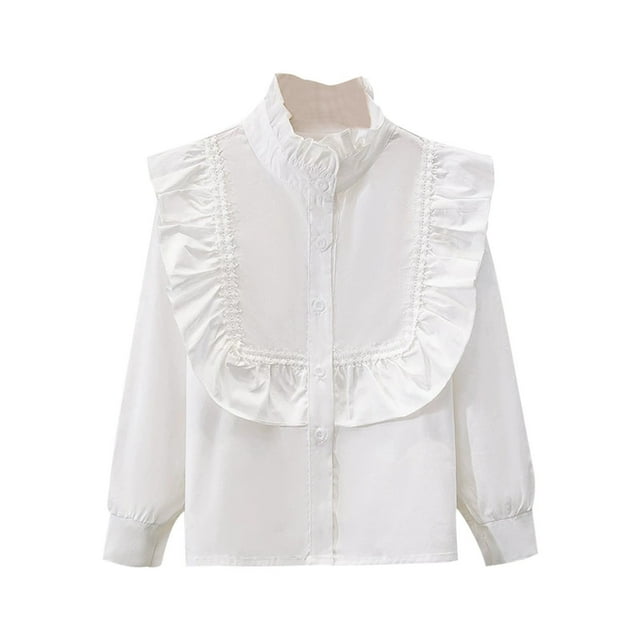 aidice Child Girls Clothes Tops Cotton Comfy Thin Long Sleeve Solid Color Casual Loose Button down Shirts