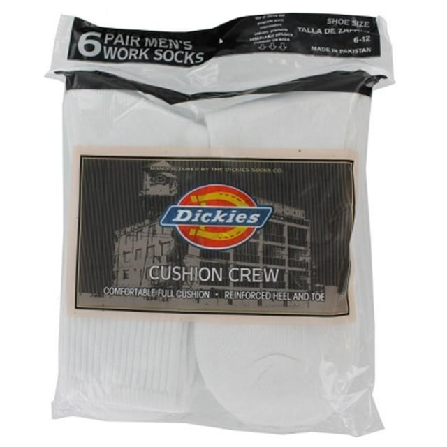 Royce Too Llc 1235-WHT White Cushion Crew Socks 6 Count Pack Of 2