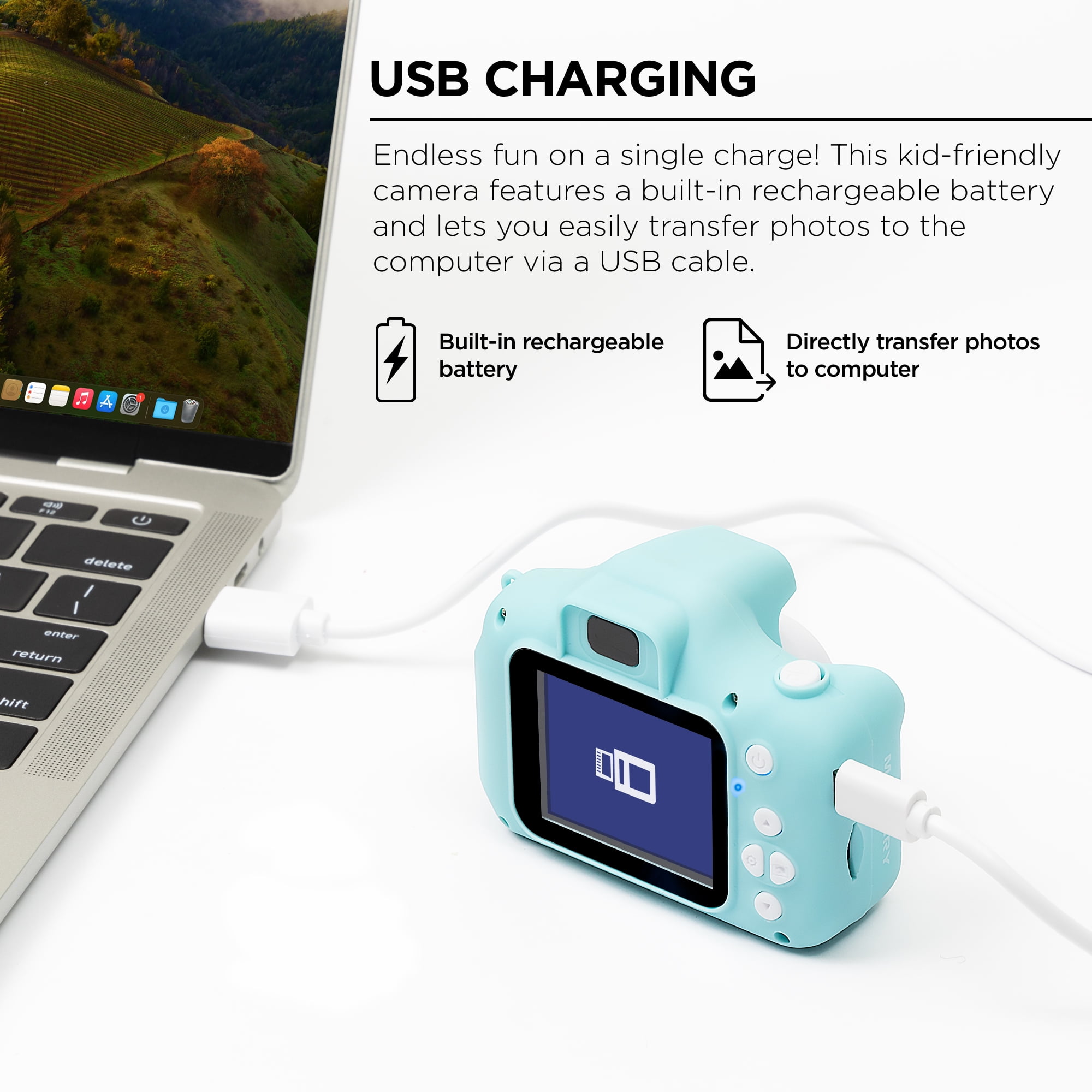 KinderPhoto Digital Camera for Kids - Blue, 3MP, 1080P Video, Games, and More! Merkury Innovations