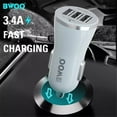 thumbnail image 3 of BWOO - Car Charger with 3 USB Ports, DC 12-24V, 5V 3.4A Output, Flame Retardant Shell, White, 3 of 6