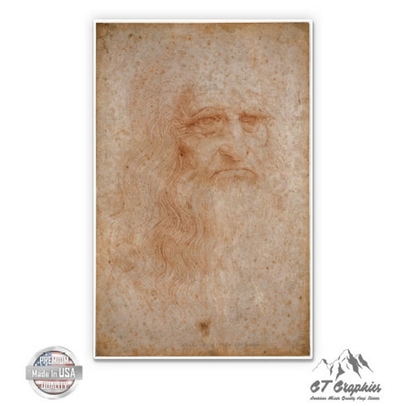 Leonardo Da Vinci Self Portrait - 8" Vinyl Sticker - For Car Laptop I-Pad - Waterproof Decal