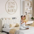 thumbnail image 3 of Eastvita Queen-Size Bed Frame with Storage Headboard 2 Drawers - Boucle Upholstered Platform Bed with Bookcase Easy Assembly No Box Spring in Beige White, 3 of 7
