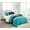 Teal Blue/Gray/Black, variant on Chezmoi Collection Alana 7-Piece Bed in a Bag Comforter Set with Sheets, Embroidered Floral Luxury Leaves Teal Blue/Black/Gray Lightweight All Season Bedding, Queen Size