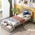 thumbnail image 3 of EUROCO Twin Wood Platform Bed with Headboard & Big Storage Drawer for Kids, Gray, 3 of 10