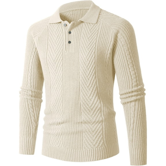 ShomPort Raglan Sleeve Tops for Mens Turn Down Button Textured Vintage Blouses Solid Color Slim Business Casual Baisc Sweater