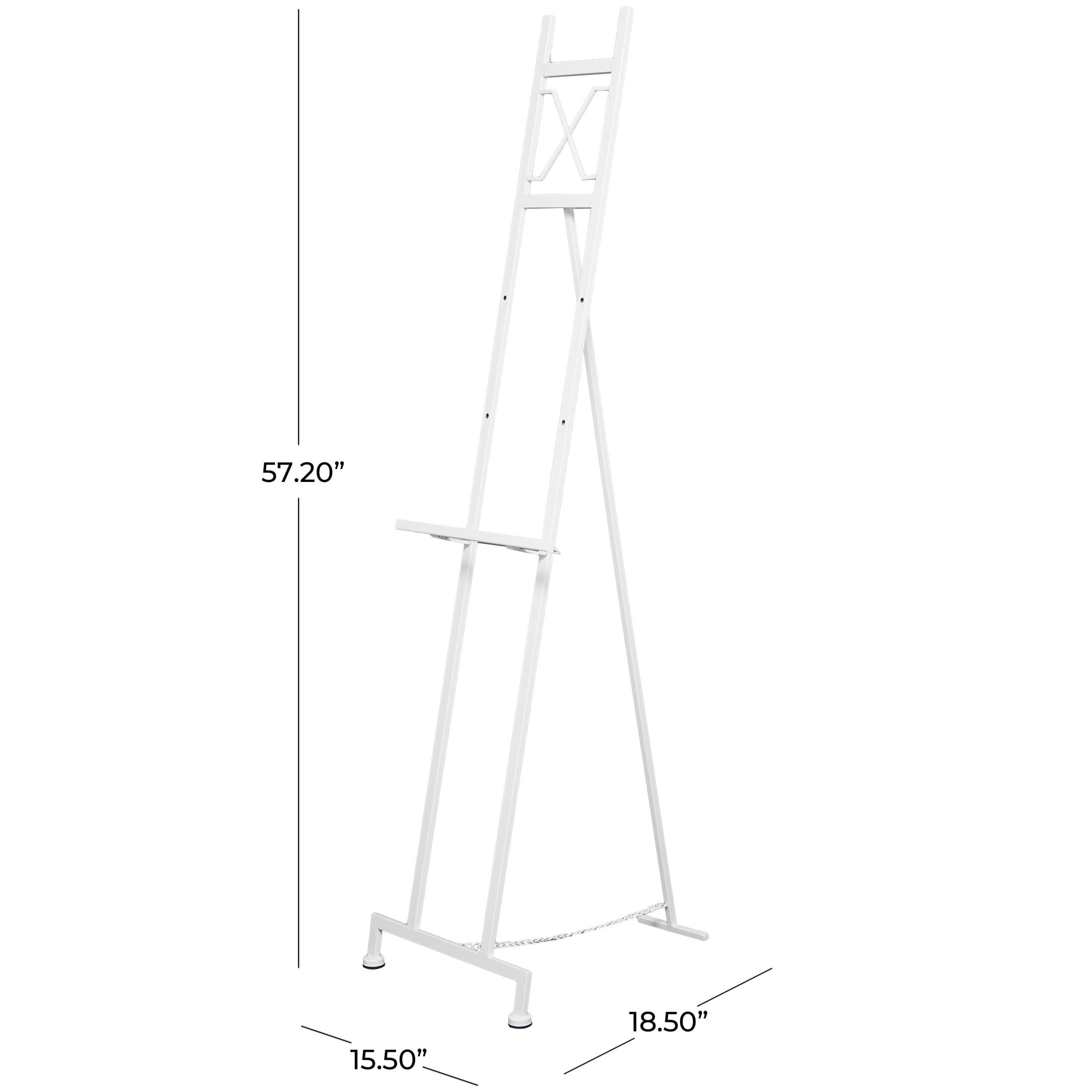 DecMode 16" x 57" White Metal Tall Adjustable Floor 3 Tier Geometric Easel, 1-Piece
